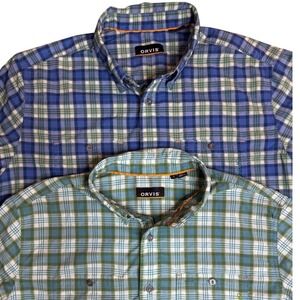 Orvis Performance Button Down Shirt Bundle Men's Large Fishing Nylon Plaid